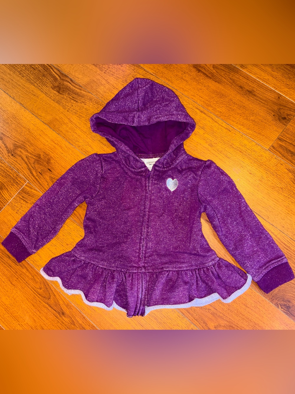 🌺10/$20 Toddler Sparkly Purple Hooded Ruffle Jacket with Heart Detail